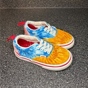 Vans Kids Tie-Dye Slip-On Sneakers in Blue, Yellow & Red